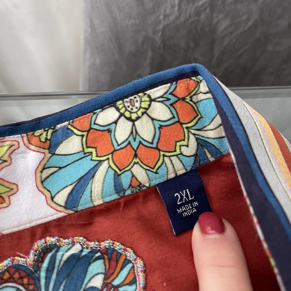 Robert Graham Mens Size 2XL Button Shirt Floral Stripe Flip Cuff Embroidered - Image 3 of 4