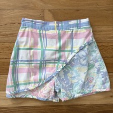 Vintage 90s Guess By Georges Marciano Skort 4T Pastel Plaid Easter 100 Cotton
