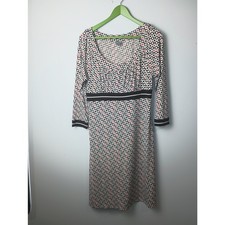 Vtg Ann Taylor Dress Women Brown Beige Geometric A Line Hippy 60s 70s Core 10