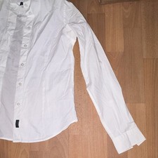 Calvin Klein Damen Bluse Weiß Kragen Langarm...