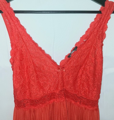 Avidlove Womens Size Medium Lace Bodice Satin Floor Length Nightgown Red - Picture 5 of 9