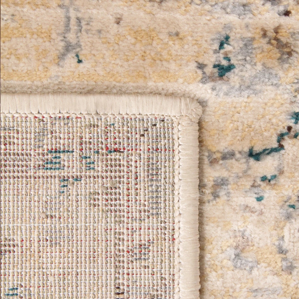 Alfombra rústica interior texturizada envejecida floral corredor de vid y respaldo de yute Foto 3 de 4