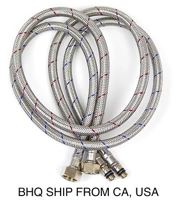 BEAUTY HEADQUARTERS Salon Shampoo Unit Bowl Sink Faucet Hot & Cold Water Supply Line Hose SA-32