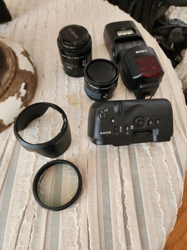 Sony a99 camera with lenses, flash, and carrying cases - Picture 3 of 12