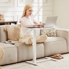 White Adjustable Overbed Table with Wheels & Stands - Mobile Standing Desk