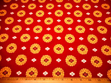 Quilt Fabric By Yard SALE Dk Yellow White Floral on Red Premium Cotton PC
