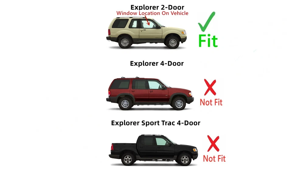 Fits 1995-2003 Ford Explorer 2 Door Passenger Side Right Door Window Glass Foto 3 de 4