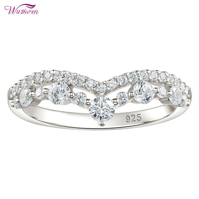 Wuziwen Wedding Anniversary Bands for Her Wishbone Ring Sterling Silver  AAAAA CZ