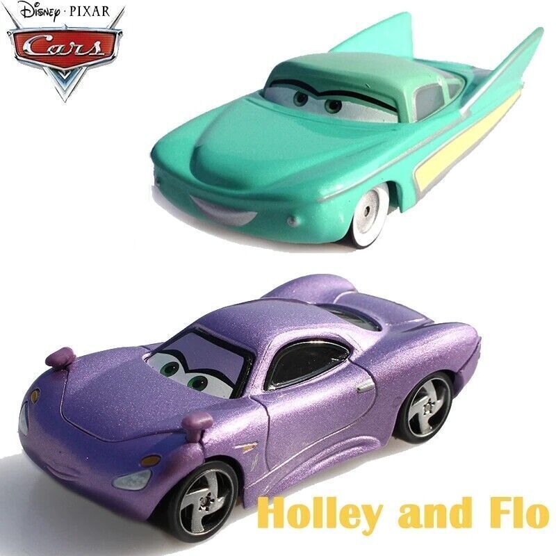 2-CAR DISNEY PIXAR CARS MCQUEEN FRIENDS HOLLY SHIFTWELL&FLO DIECAST TOY CAR