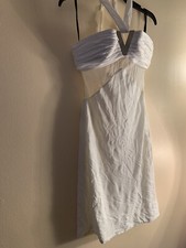 versace draped Bridal white dress with Vshape metallic piece Size 42