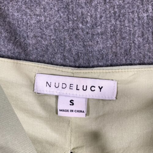 Nude Lucy Top Womens Small Green Crop Blouse Linen Coastal Cocktail Flowy 4C - Picture 4 of 13