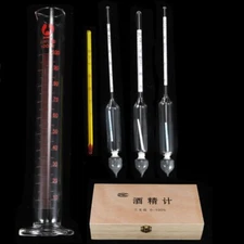 3 x Proof Tralle Spirit Distill Alcohol Scale 100% Hydrometer w/ Thermometer&Jar