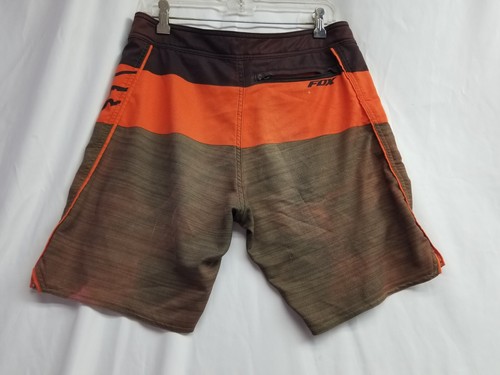 Fox Racing Shorts Mens 32 Orange Red Logo Boardshorts Swim Trunks Stretch - Picture 2 of 10