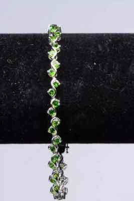 7Ct Round Cut Simulated Emerald Unique Tennis Bracelet 925 White Sterling Silver
