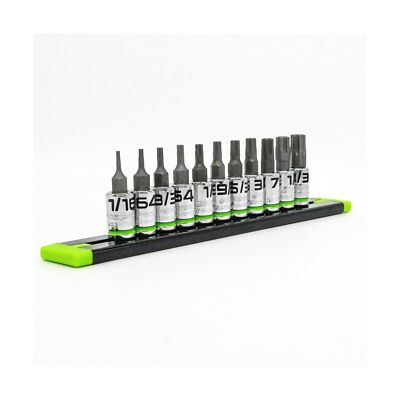 GRIPEDGE HEX Bit Socket Set | 11-PC - 1/4'' Drive Short SAE RPT Hex Driver Se...