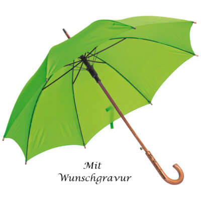 Automatik-Regenschirm mit Gravur / Farbe: apfelgrün