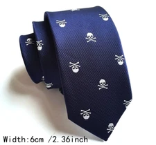 New Polka Dot Blue Skull Silk Skinny Slim Men's Necktie Tie 6cm/2.36inch