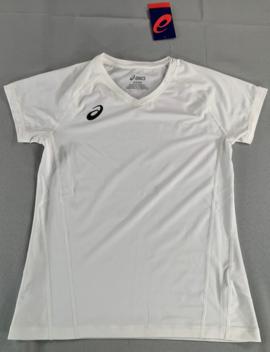 Asics Youth Volleyball Jersey L White Short Sleeve Spin Serve Tee 2054A016 NWT