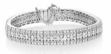WIDE 7.40CT ROUND & MARQUISE DIAMOND 18KT WHITE GOLD MULTI ROW TENNIS BRACELET