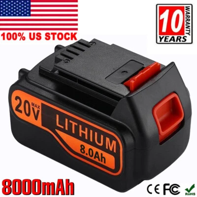 FOR BLACK & DECKER 8.0Ah 20Volt LB2X4020 Battery FOR Black and Decker 20V MAX Lithium LBXR20 LBX20
