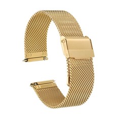 316L Stainless Steel Mesh Watch Band 20mm Quick Release Adjust Strap Gold 