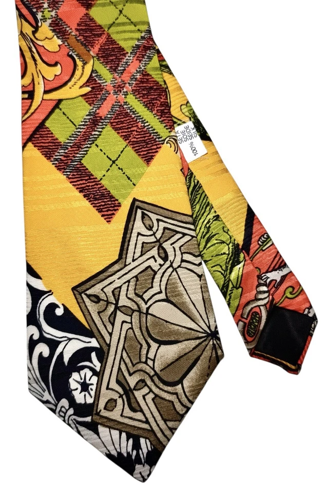 Daniel’s Tie Luxury Silk 100% Baroque Pattern Multicolor Perfect Handmade 9,5 Cm - Imagen 2 de 4