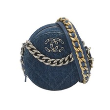 Chanel 19Bag Round Coin Purse Denim Round Vanity Case Chain Bag [Duties Paid]