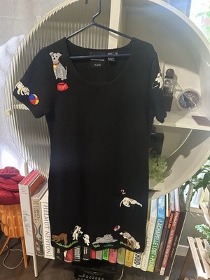 MICHAEL SIMON VINTAGE RARE UNIQUE DOG SWEATER DRESS 