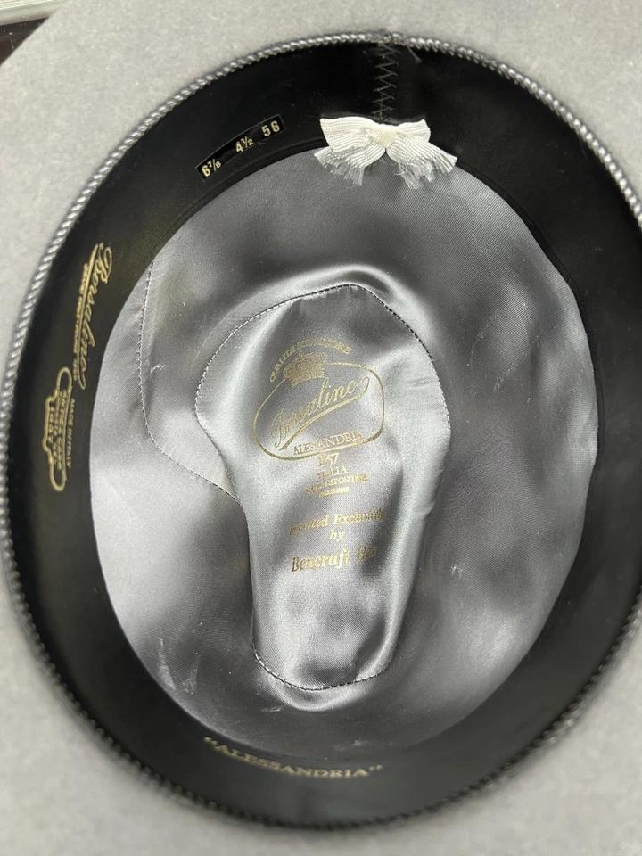 Sombrero Borsalino Alessandria Acero Gris Piel Fieltro Hecho en Italia Talla 56 7 Foto 4 de 4