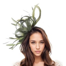 Olive Green Kentucky Derby Ascot Wedding Statement Fascinator Hatinator Hat
