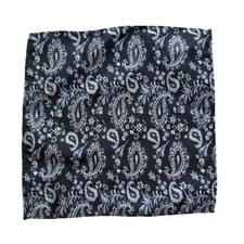 Pocket Square Mens Black Grey Paisley Silk Formal Wedding Business gift preppy