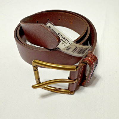 NWT Tommy Hilfiger Men's Leather Belt 40'' Brown Dress Business Msrp $45