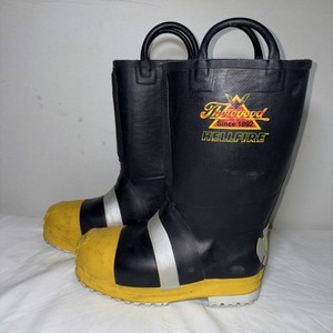Thorogood Hellfire Steeltoe Fireman Boots Utility Black Yellow Size M/7.5 W/9 LION by Thorogood Hellfire Rubber Insulated Firefighting  main image 4
