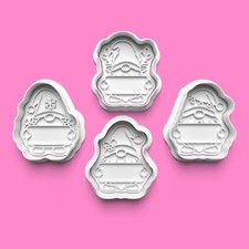 Christmas Gonk Sign Cookie Cutter & Embosser Set of 4 &ndash; Personalised Christmas