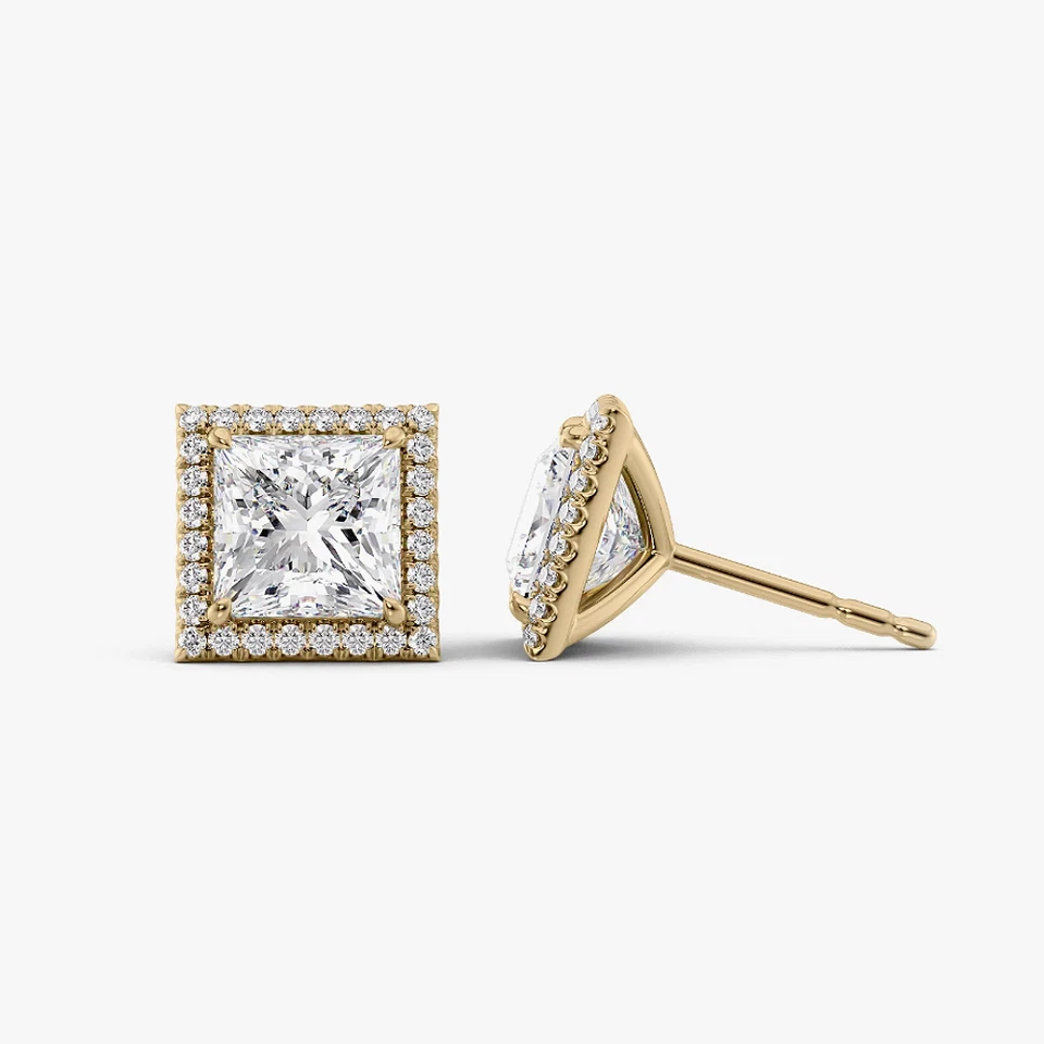 Diamond Earring Lab Grown Princess 2.30 Ct IGI 18k Yellow Gold With La Pousette - Image 2 of 4