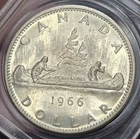 Unc 1966 Canada Silver Dollar Coin .800 Fine Voyageur Canoe Uncirculated