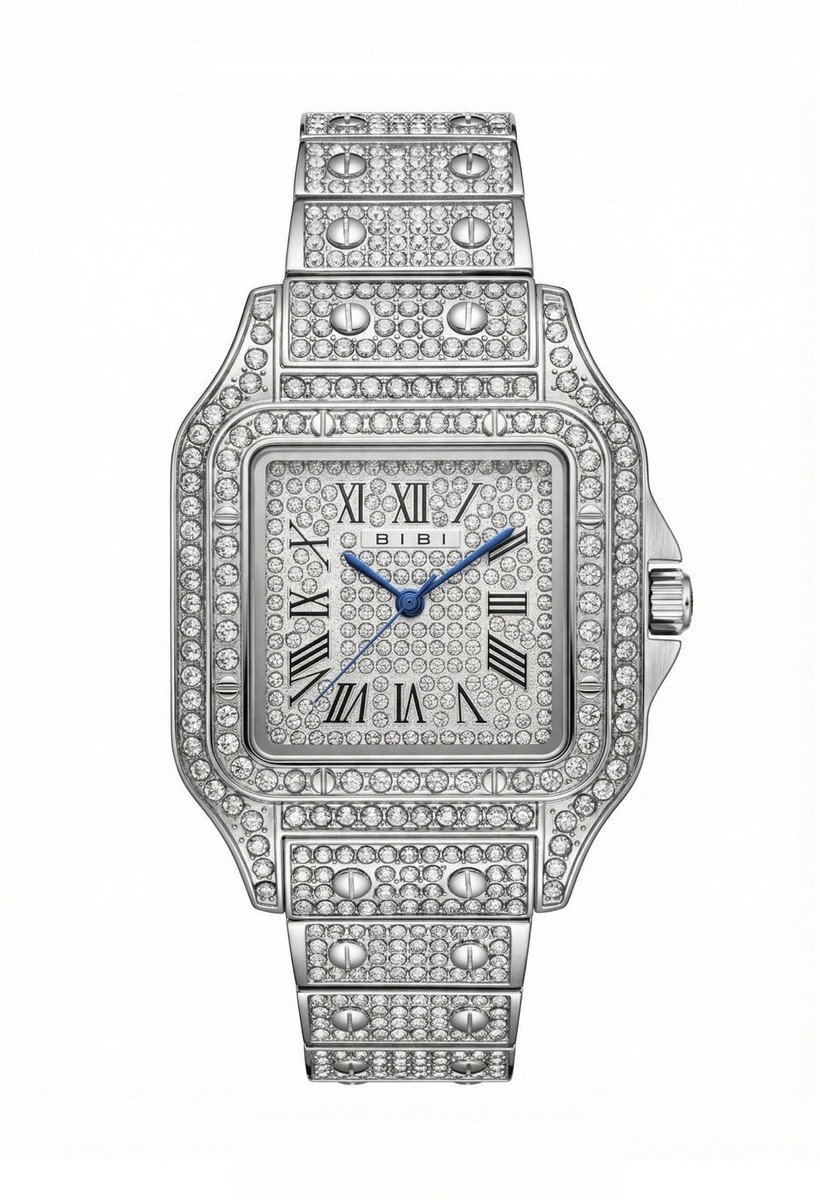 Silver Square Watch Crystal Gemstone Handcrafted Unique Wristwatch New Gift GV2 Milan Diamond Swiss Quartz Stone dial Edition- Turquoise  main image 3