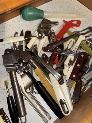 Kitchen Drawer Surprise Contents Featuring Old Vintage Kitchen Tools