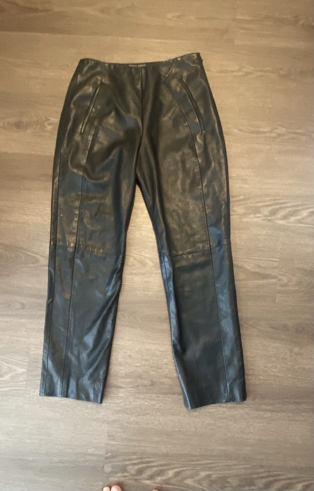 FILA Pantaloni Chado Ralph Rucci in pelle nera gamba dritta 6 8 The Row lusso silenzioso