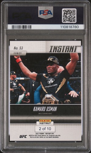2021 Panini Instant UFC Kamaru Usman Autograph-Orange /10 PSA 9 POP 1 - Picture 2 of 3