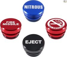 4Pcs Aluminum Button -EJECT+FIRE MISSILE+NO SMOKING+NITROUS