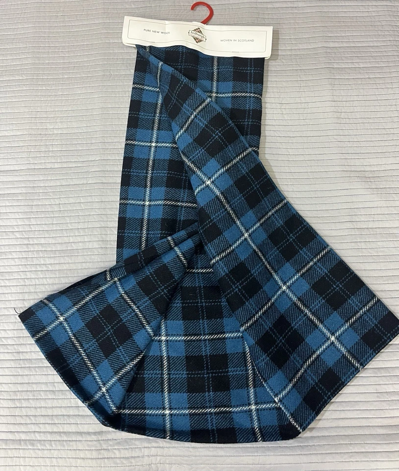 Jedburgh Woollen Mill Pure New Wool Fabric Scotland Woven Plaid Blue Fabric New - Image 3 of 4
