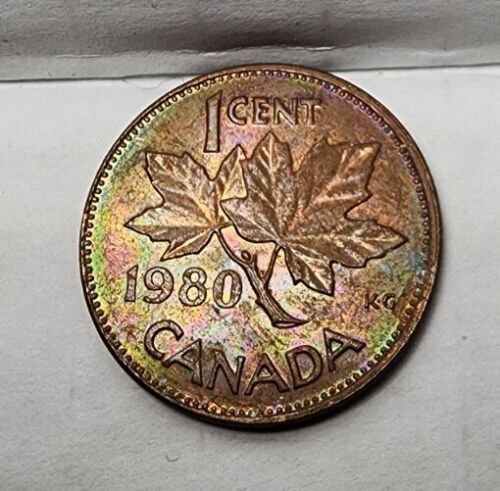 1980 Canada One Cent Old Canadian Penny Rare Rainbow Coloring 1 Cent 1980-canada-one-cent-old-canadian-penny-rare-rainbow-coloring-1-cent