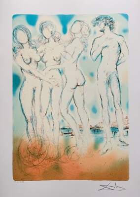 Salvador Dali JUDGEMENT OF PARIS Facsimile Signed & Numbered Giclee Art 24''x17''