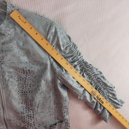 Y2K Anthracite by Muse Women Jacket Blazer Sz 14 Snakeskin Silver Zip Lined Pock - Picture 13 of 23