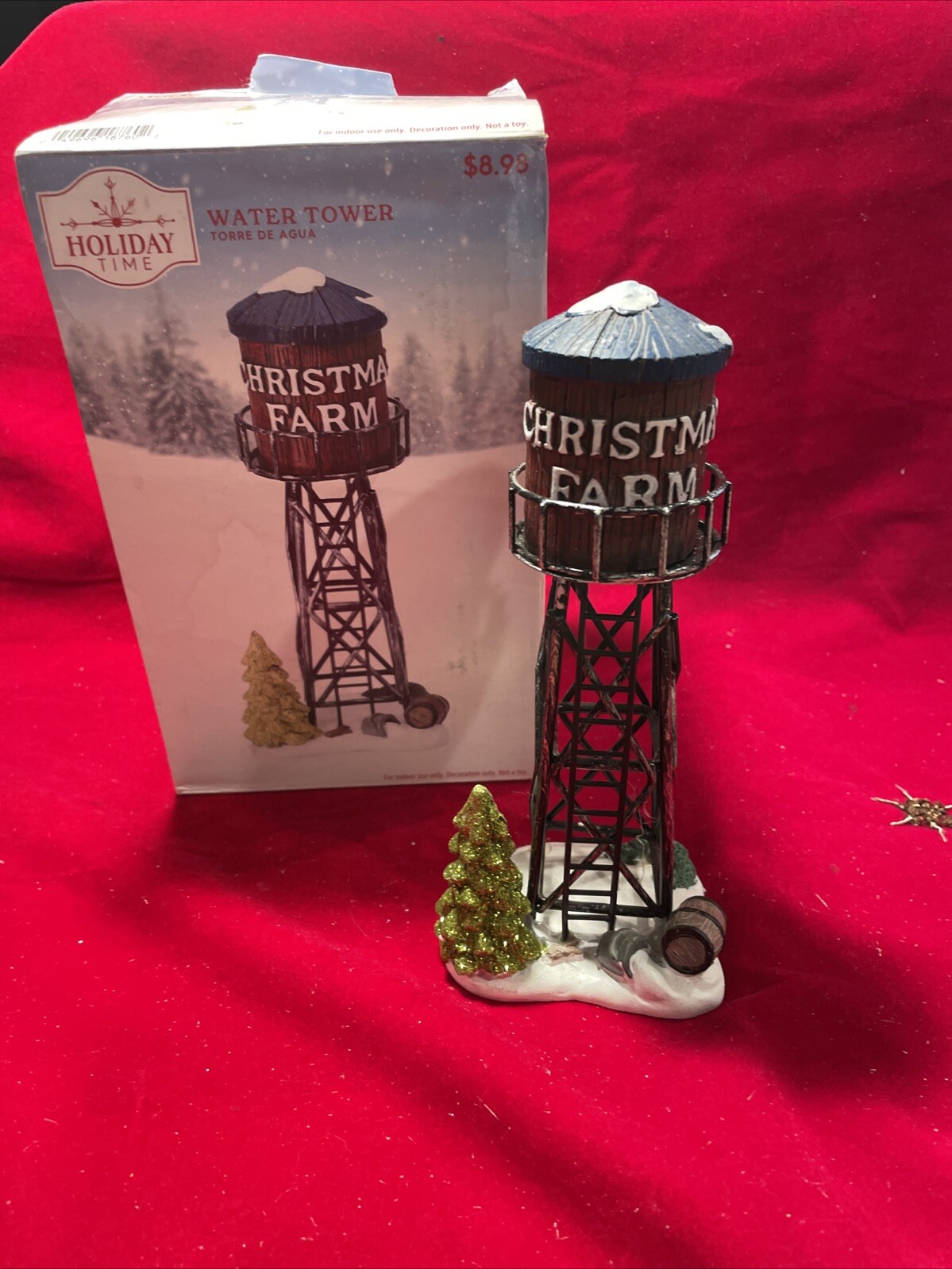 Holiday Time Water Tower Christmas Village Farmhouse Figurine Decor  