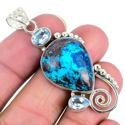Natürlicher Shattuckait Krysokolla 925 Sterling Silber Trendy Geburtstag Neu Anhänger