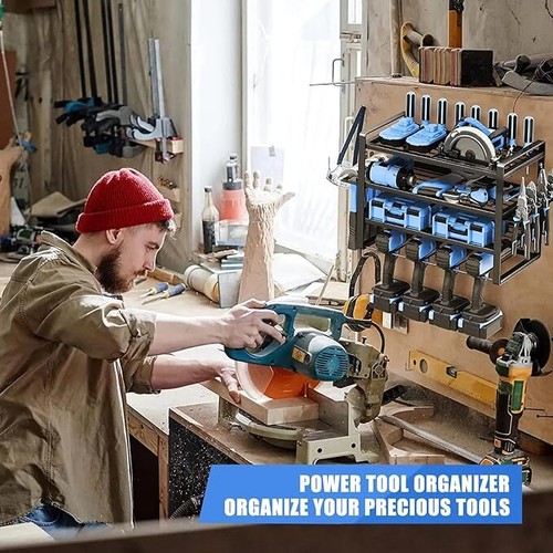 Heavy Duty Power Tool Organizer Drill Holder Wall Mount Power Tool Storage 4tier - Picture 6 of 11