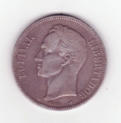 1904 SILVER 5 BOLIVARES (VENEZUELA) - Picture 2 of 2