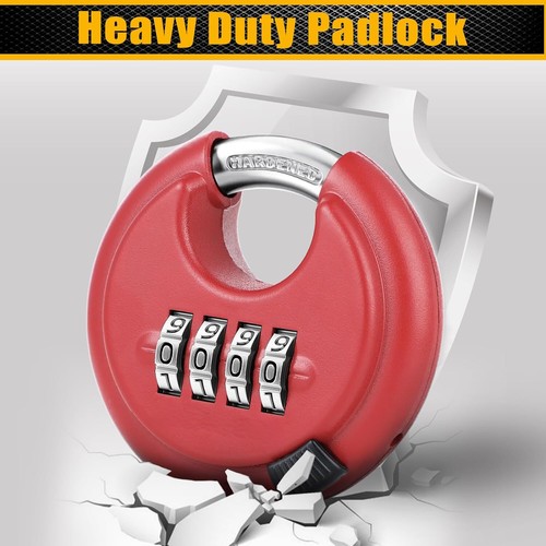 4 Digit Combination Disc Padlock with Hardened Steel Shackle Combo Lock Sheds - Picture 36 of 37